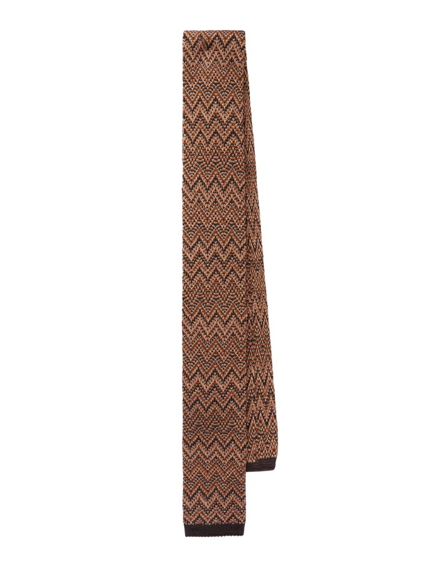 Photo: Missoni - Striped Crochet-Knit Wool And Silk-Blend Tie - Brown