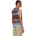 Acne Studios Purple and Burgundy Striped Jacquard V-Neck Vest