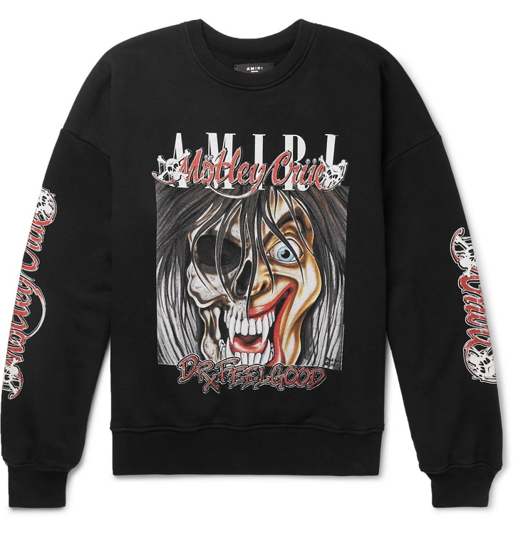 Photo: AMIRI - Mötley Crüe Oversized Printed Loopback Cotton-Jersey Sweatshirt - Black