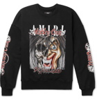 AMIRI - Mötley Crüe Oversized Printed Loopback Cotton-Jersey Sweatshirt - Black