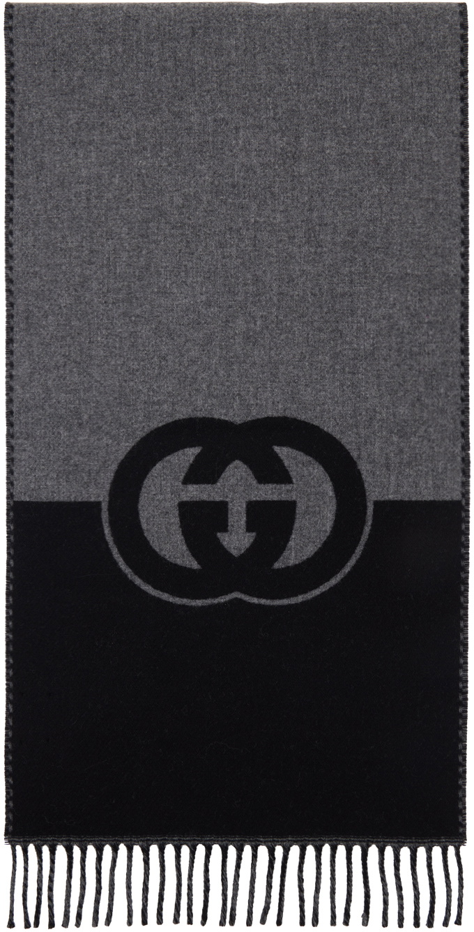 Gucci Black & Gray Interlocking G Scarf Gucci