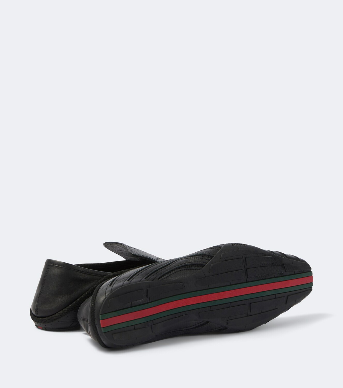 Gucci Mesh-trimmed leather loafers