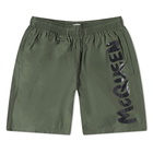 Alexander McQueen Men's Grafitti Logo Swimshorts in Kk&Blck