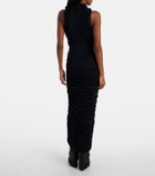 Balmain Ruched wool jersey midi dress