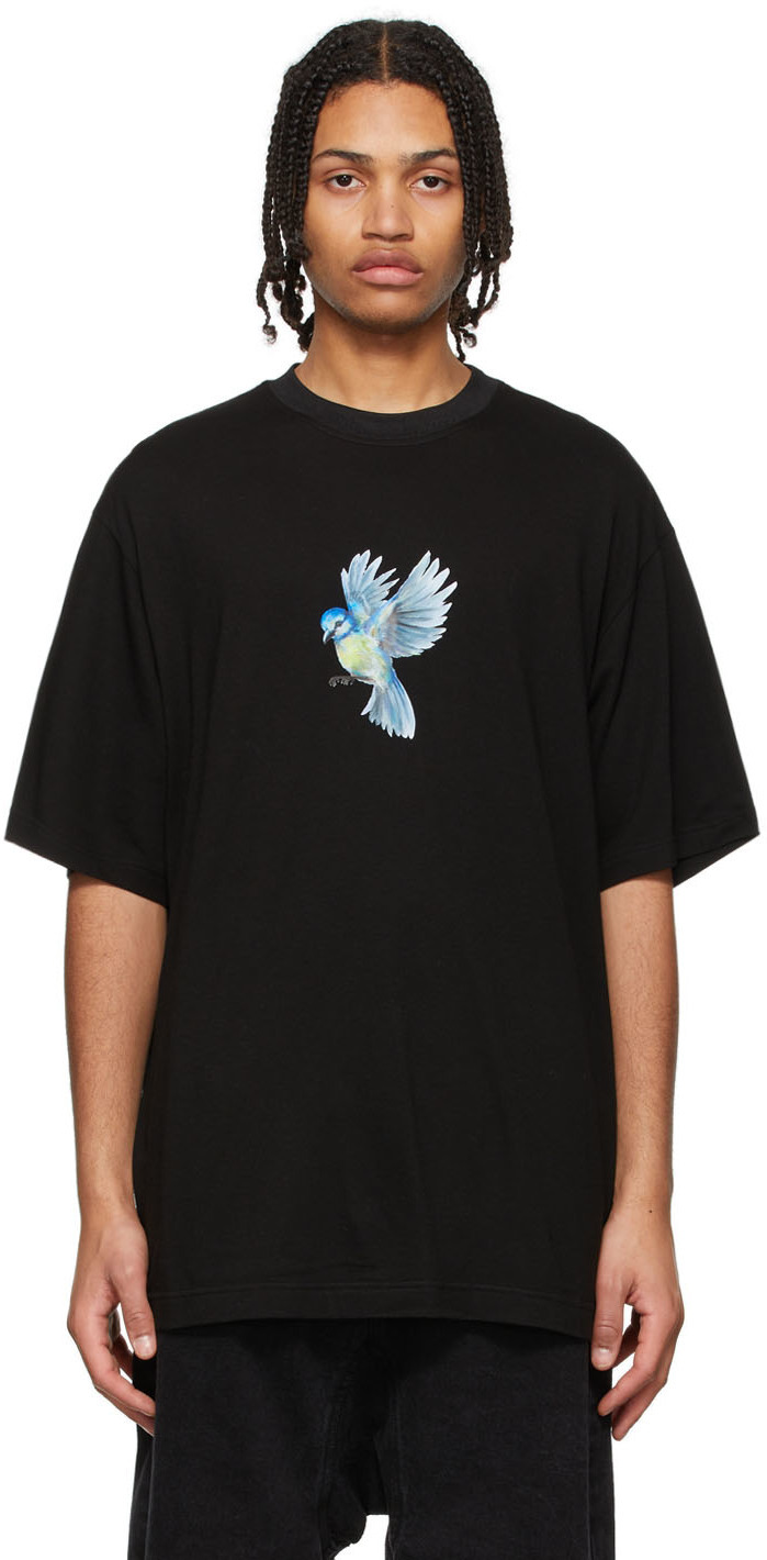 JERIH Black Flying Bluebird T-Shirt