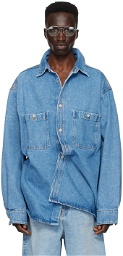 Hed Mayner Blue Patch Pocket Denim Shirt