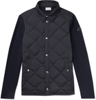 Moncler - Slim-Fit Quilted Shell and Ribbed Wool Jacket - Blue