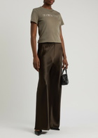 Helmut Lang Logo-embroidered Cotton T-shirt Olive