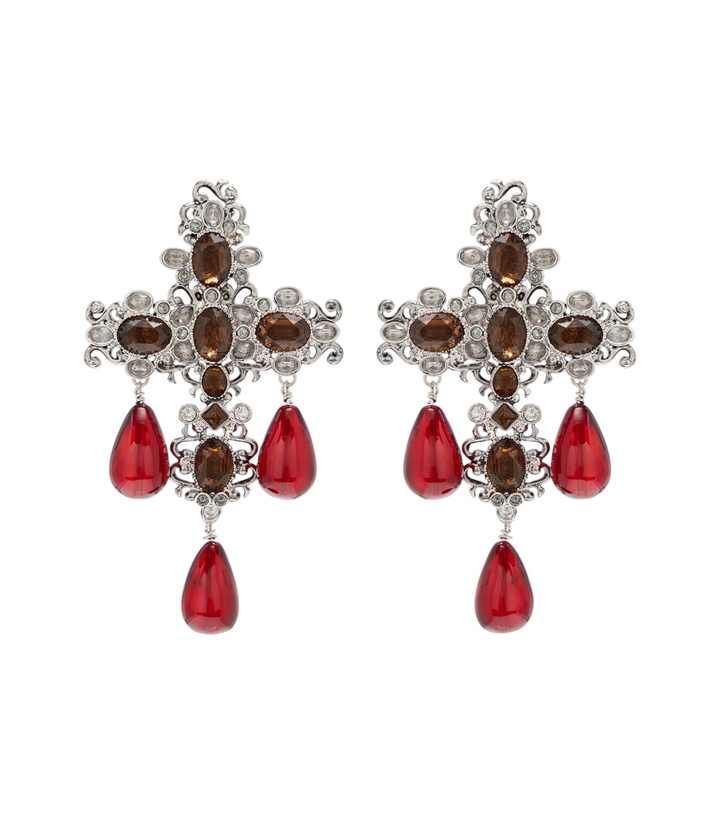 Photo: Saint Laurent Cross embellished clip-on earrings