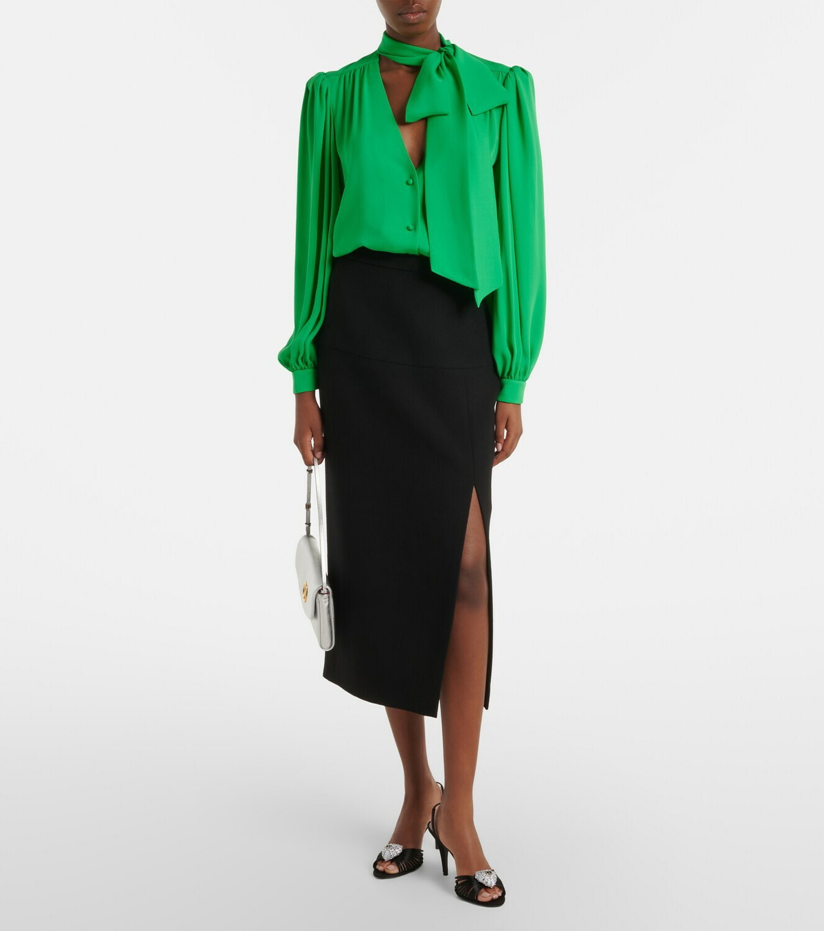 Valentino Tie-neck silk georgette blouse