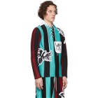 Charles Jeffrey Loverboy Blue and Black Magpie Stripe Rugby Polo