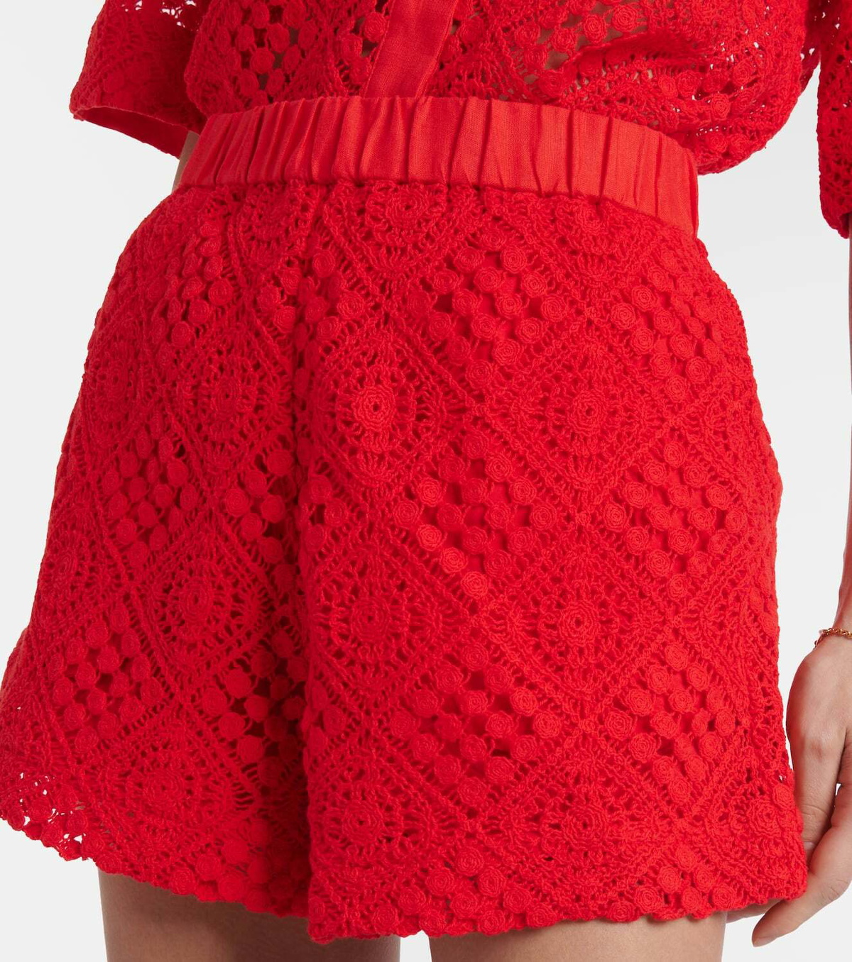 SIR Crochet high-rise cotton-blend shorts