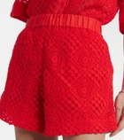 SIR Crochet high-rise cotton-blend shorts