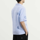 Wax London Men's Didcot Seersucker Doodle Vacation Shirt in Blue/Ecru