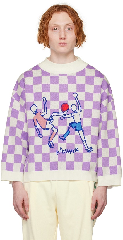 Photo: KidSuper Purple & White Soccer Sweater