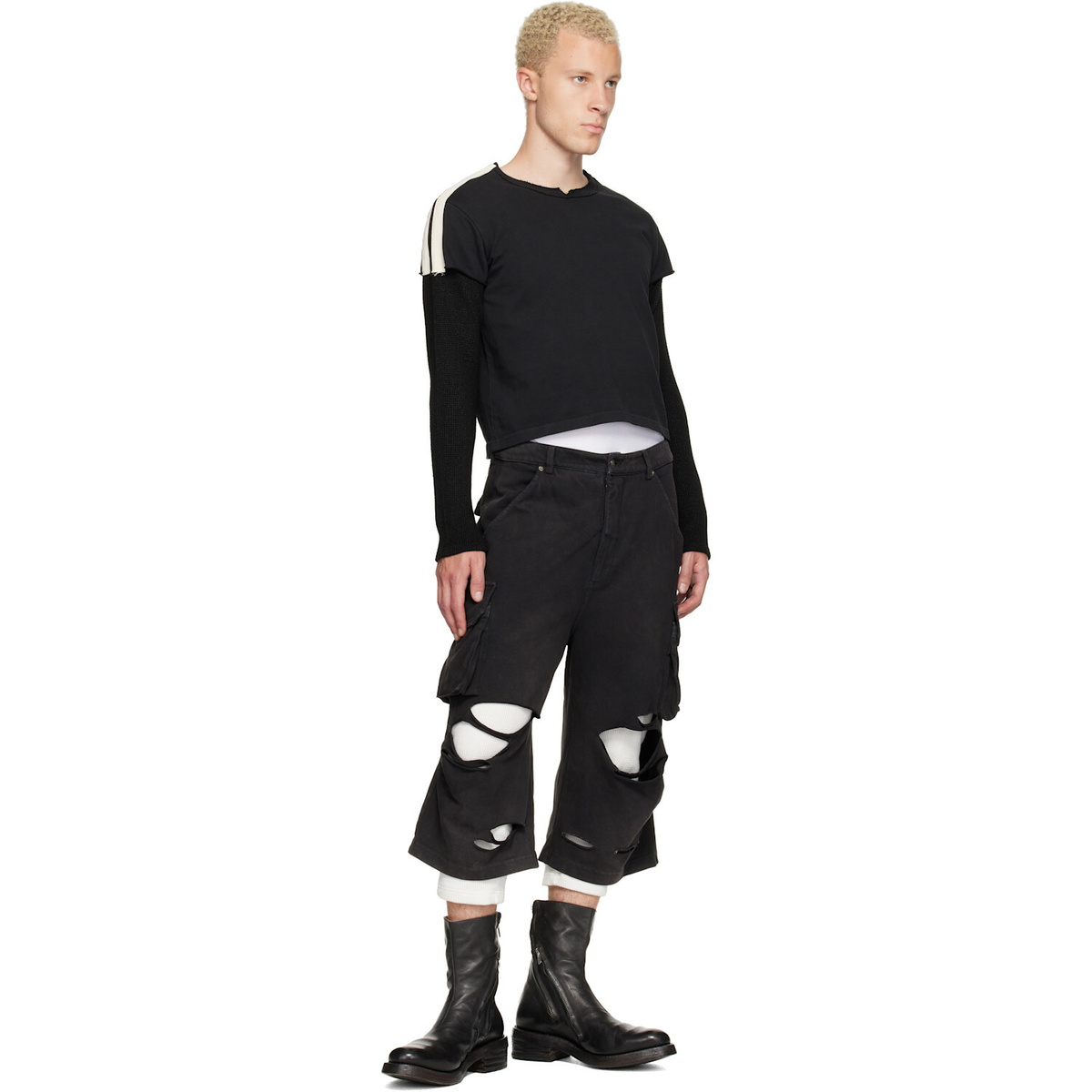 424 Black Thermal Capped Sleeve T-shirt