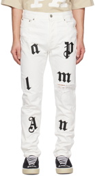 Palm Angels White Distressed Jeans