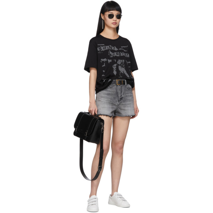 SAINT LAURENT グラフィックTシャツ Saint Laurent Black Jacquard Graphic T-Shirt Saint Laurent