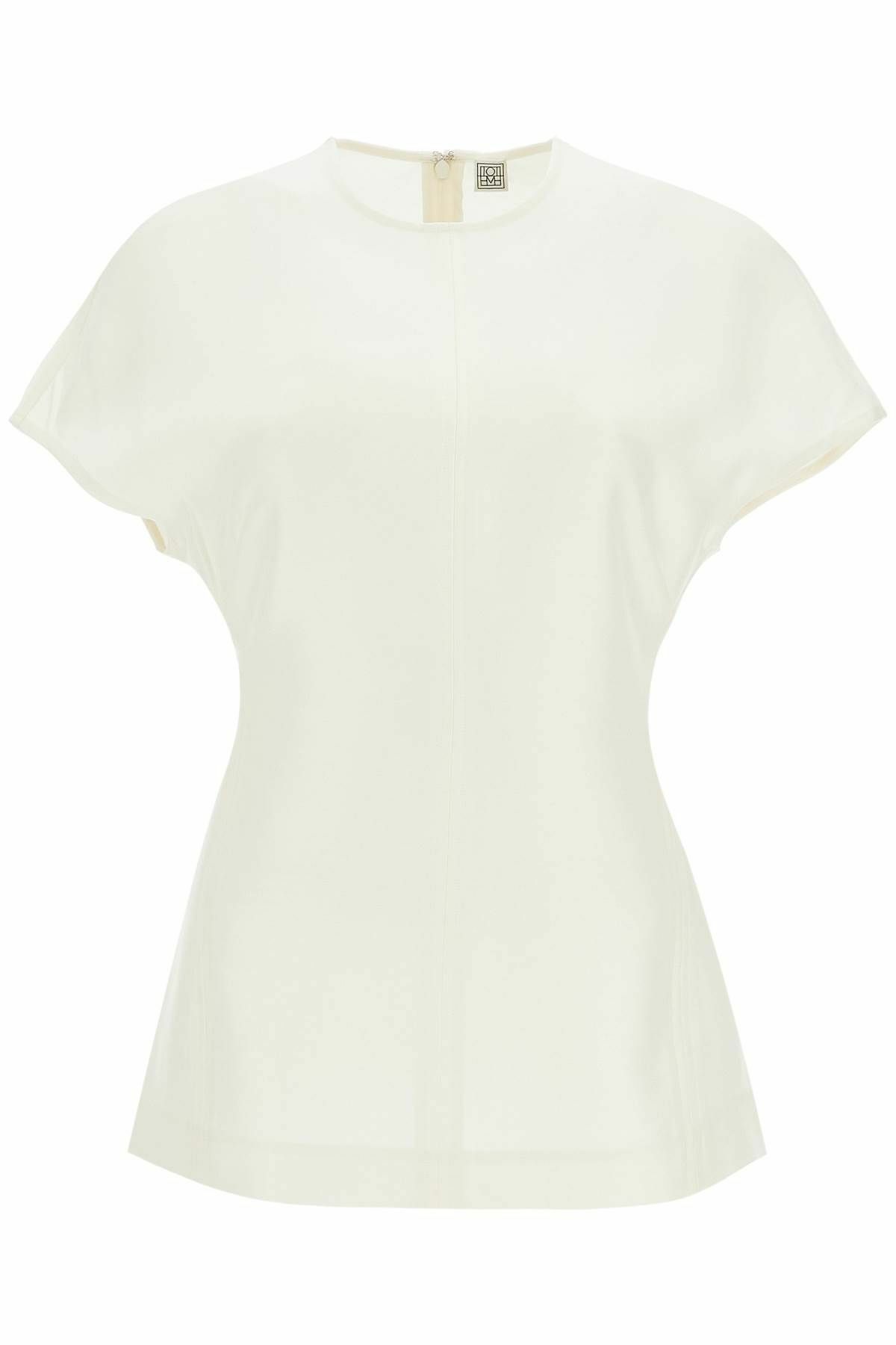 TOTEME short sleeve wool and silk top in macadamia Beige Toteme