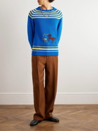 BODE - Pony Embroidered Wool Sweater - Blue