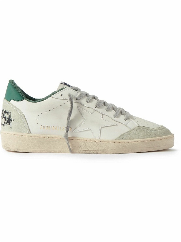 Photo: Golden Goose - Ball Star Distressed Suede-Trimmed Leather Sneakers - Neutrals