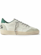 Golden Goose - Ball Star Distressed Suede-Trimmed Leather Sneakers - Neutrals