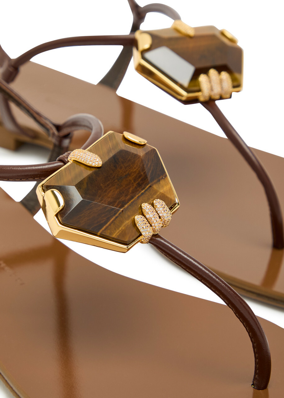 Giuseppe Zanotti Ganass 10 Jewel-embellished Leather Sandals Brown