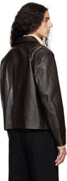 Dunst Brown Calf Skin Collared Leather Jacket
