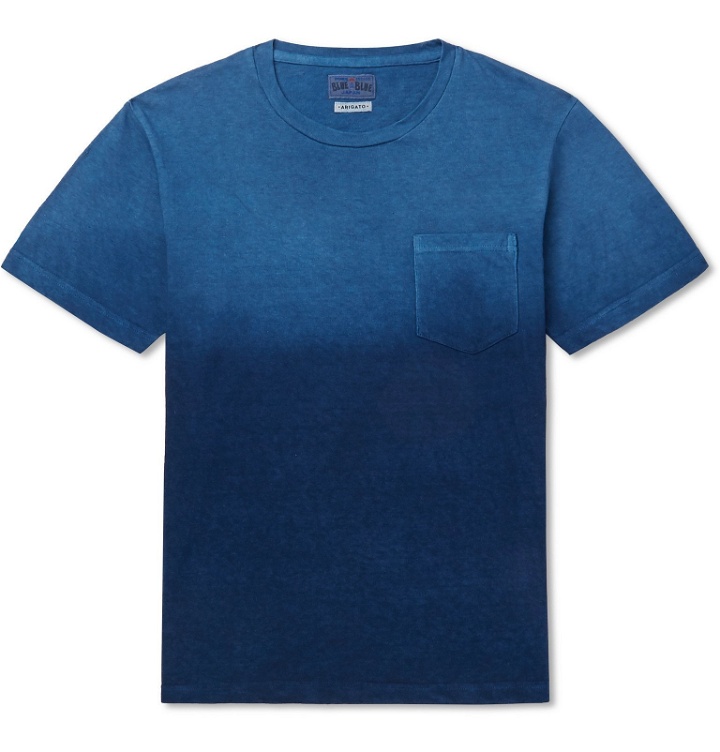 Photo: Blue Blue Japan - Indigo-Dyed Printed Slub Cotton-Jersey T-Shirt - Blue