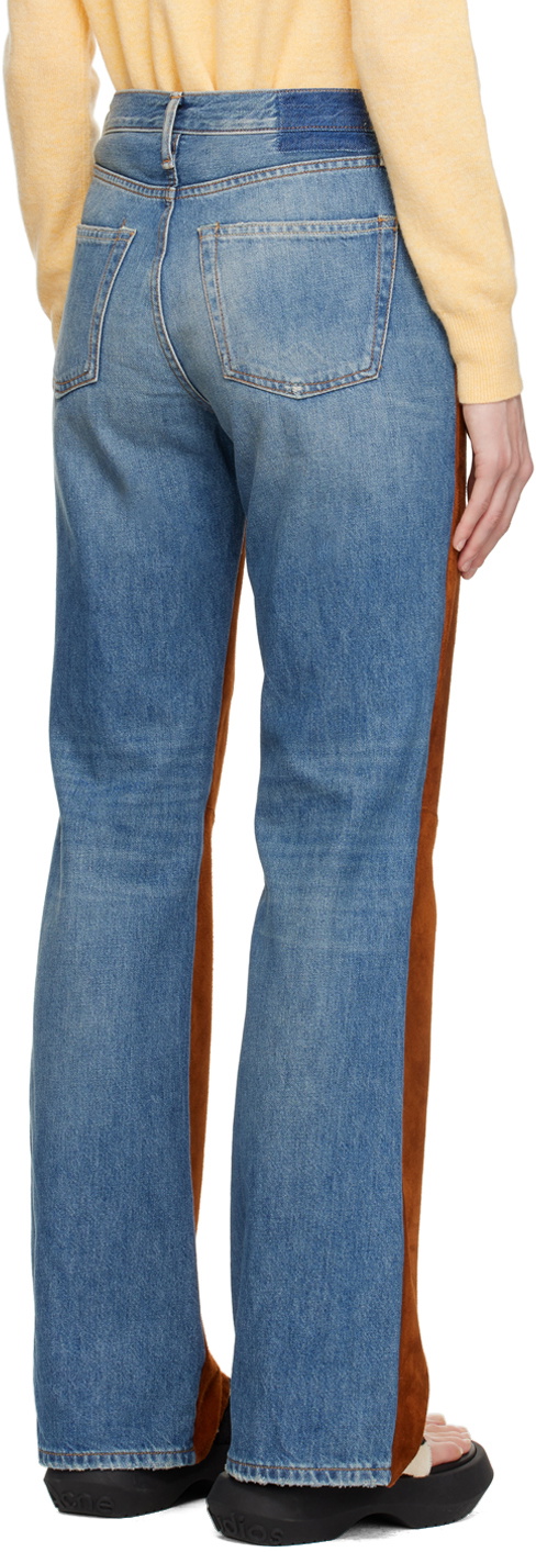 Acne Studios Blue Paneled Leather Pants