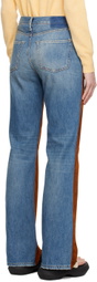 Acne Studios Blue Paneled Leather Pants