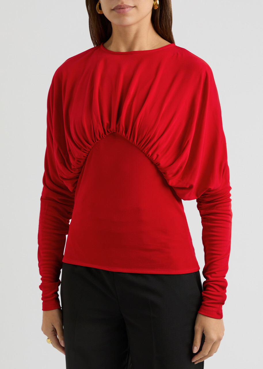 16 Arlington Anve Draped Jersey top Red