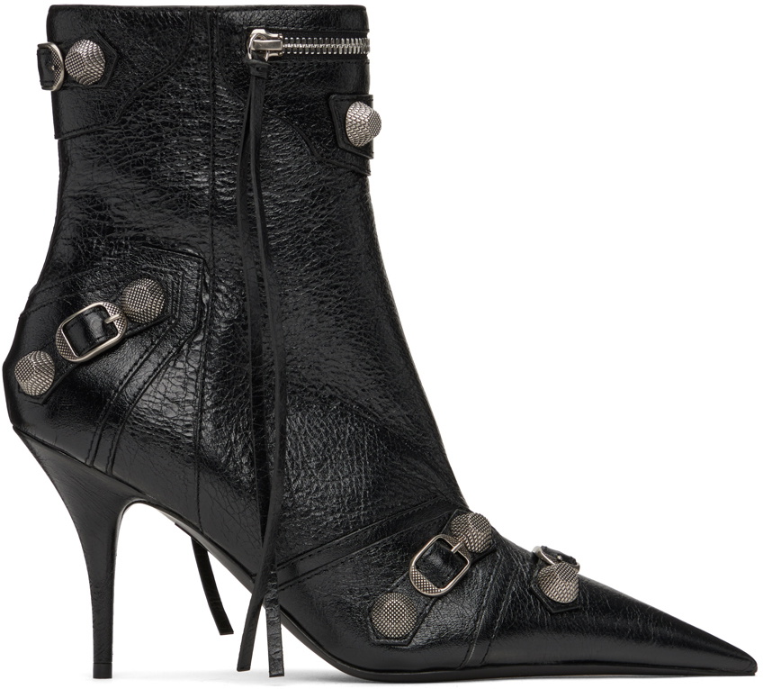 BALENCIAGA 25S ANKLE BOOTS WITH ZIPPER IN BLACK COW LEATHER