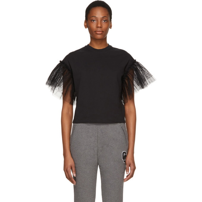 Photo: MSGM SSENSE Exclusive Black Tulle Sleeves T-Shirt