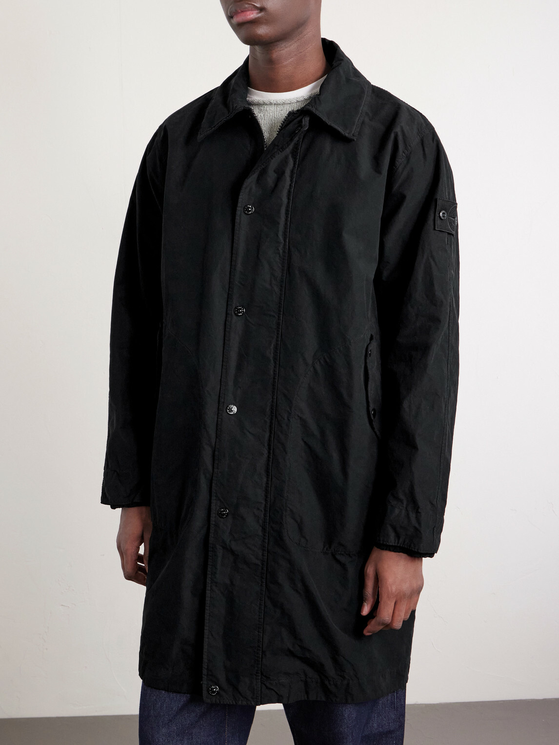 Stone Island - STONE ISLAND GHOST David Tech-Canvas Coat - Black