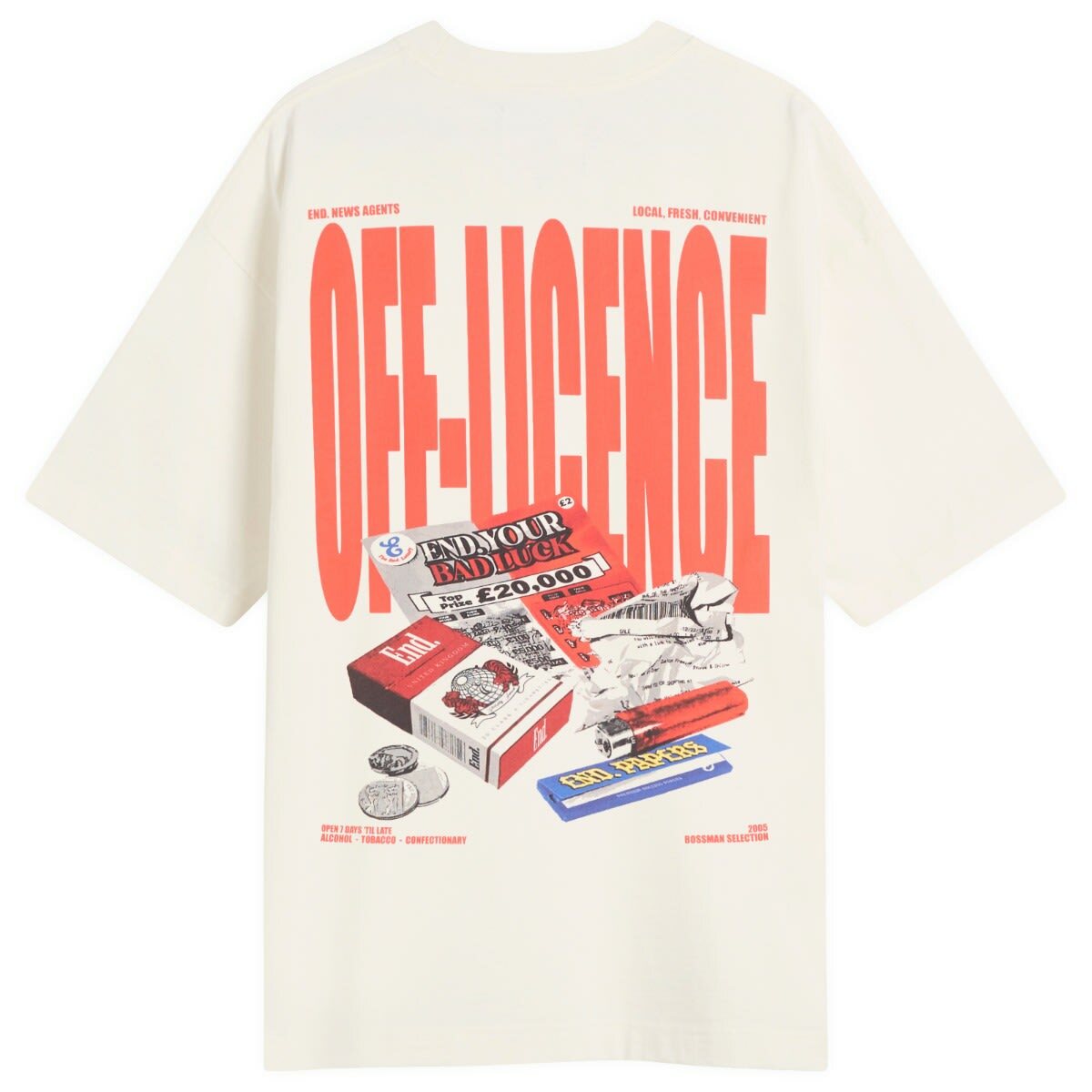 END. Off-Licence T-Shirt in Ecru