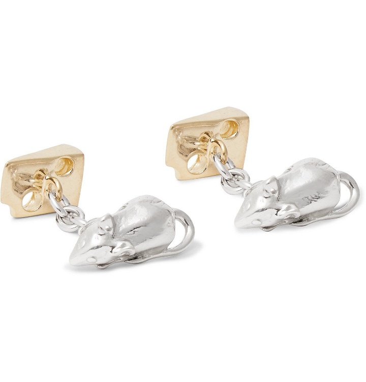 Photo: Asprey - Mouse and Cheese Gold-Gilded Sterling Silver Cufflinks - Silver