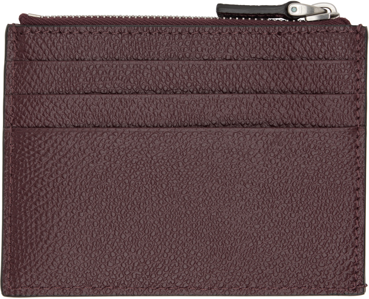 Valentino Garavani Burgundy VLogo Signature Card Holder
