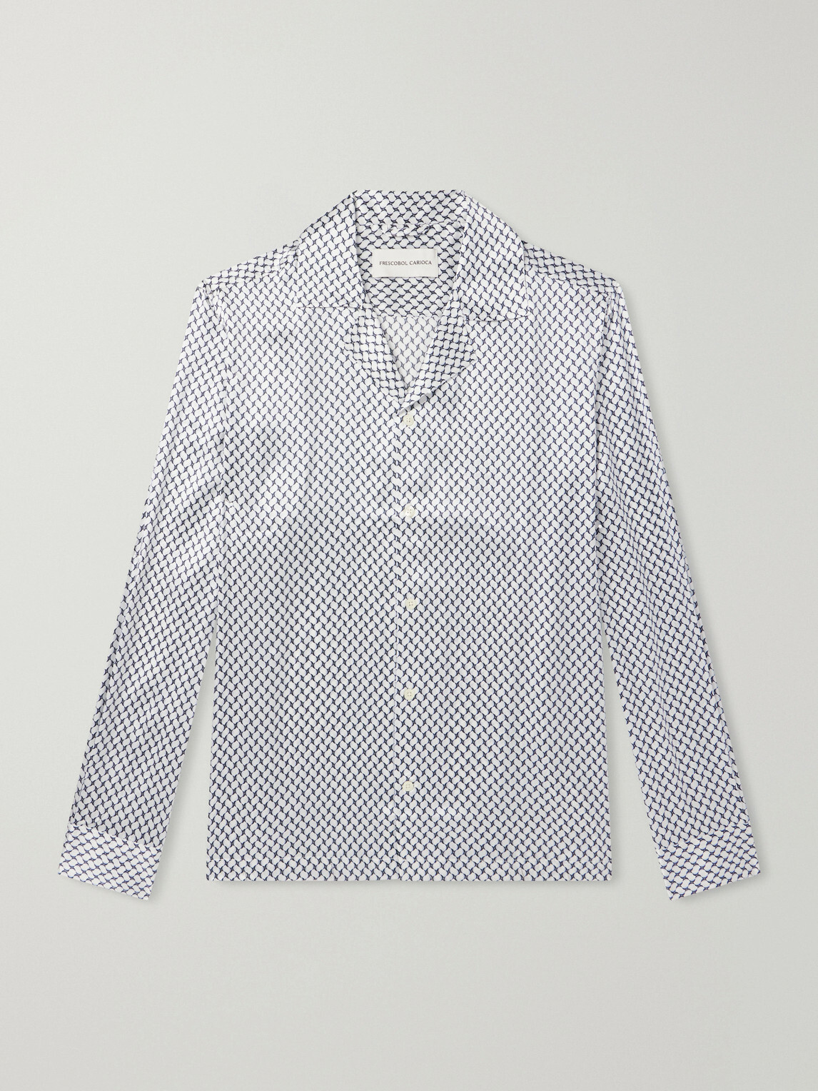 Frescobol Carioca - Safra Camp-Collar Printed Silk-Satin Shirt - Blue