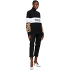 Versace Jeans Couture Black Leopard Sleeves Half-Zip Turtleneck