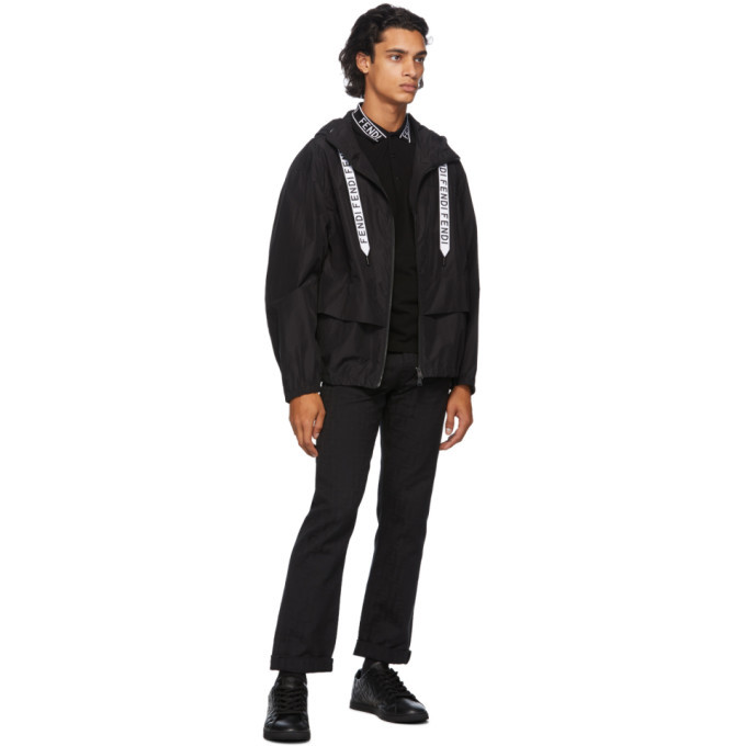 Fendi Black Tape Cotton Windbreaker Jacket Fendi