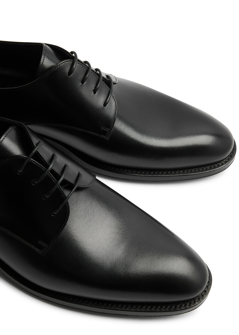 Saint Laurent Adrien Leather Derby Shoes Black