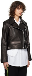 OPEN YY Black Zipped Leather Jacket