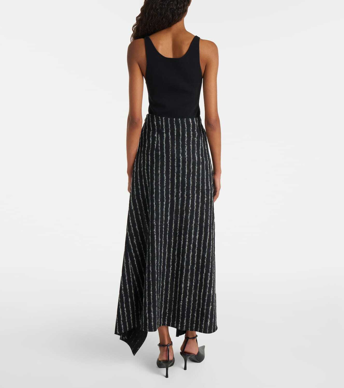 Mugler Striped asymmetric maxi skirt