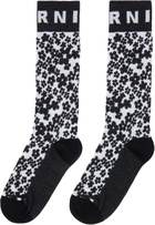 Marni Black & White Flower Intarsia Socks
