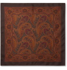 Kingsman - Paisley-Print Silk-Twill Pocket Square - Brown