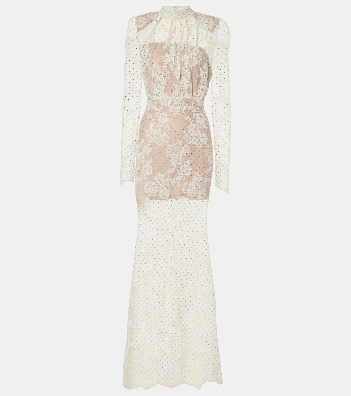 Self-Portrait Embellished lace maxi dress