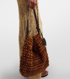 Staud Drift beaded leather-trimmed tote bag