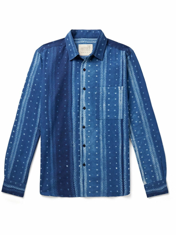 Photo: Kardo - Ryan Printed Cotton-Canvas Shirt - Blue