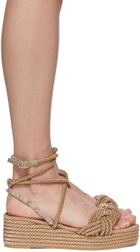 Valentino Garavani Beige Braided Rockstud Platform Sandals